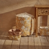2 Pieces Indian Laundry Basket Set 36 x 40 + 24 x 17 x 14 cm - Mustard / White