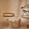 2 Pieces Indian Laundry Basket Set 36 x 40 + 24 x 17 x 14 cm - Mustard / White