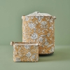 2 Pieces Indian Laundry Basket Set 36 x 40 + 24 x 17 x 14 cm - Mustard / White