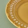 4 Pieces Indian Porcelain Cake Plate Set 21 cm - Mustard / White