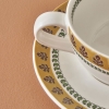 2 Pieces Indian Porcelain Teacup Set 270 ml - White / Green / Mustard
