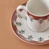 6 Pieces Indian Porcelain Coffee Cup Set 90 ml - Mustard / White / Claret Red / Green