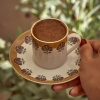 6 Pieces Indian Porcelain Coffee Cup Set 90 ml - Mustard / White / Claret Red / Green