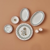 26 Pieces Indian Porcelain Breakfast Set - Claret Red / Green / White / Mustard