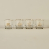 4 Pieces Lucky Flowers Glass Cup Set 300 ml - Gold