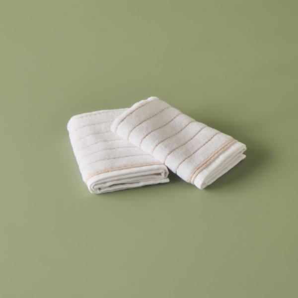 2 Pieces Belinda Cotton Hand Towel 30 x 30 cm - Beige / White