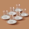 6 Pieces Indian Glass Tea Set 132 ml - White / Green