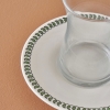 6 Pieces Indian Glass Tea Set 132 ml - White / Green