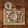 24 Pieces Indian Porcelain Dinner Set for 6 People - Claret Red / White / Green