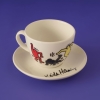 2 Pieces Keith Haring Colored Porcelain Tea Cup Set 220 ml - White / Red / Blue