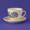2 Pieces Keith Haring Colored Porcelain Tea Cup Set 220 ml - White / Red / Blue