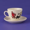 2 Pieces Keith Haring Colored Porcelain Tea Cup Set 220 ml - White / Red / Blue