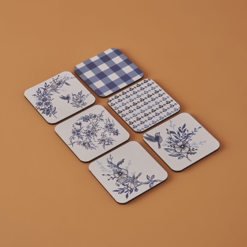6 Pieces Bleu Blanc Coasters 10 x 1..