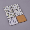 6 Pieces Blueberry Coaster 10 x 10 cm - Purple / White / Green