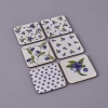 6 Pieces Blueberry Coaster 10 x 10 cm - Purple / White / Green