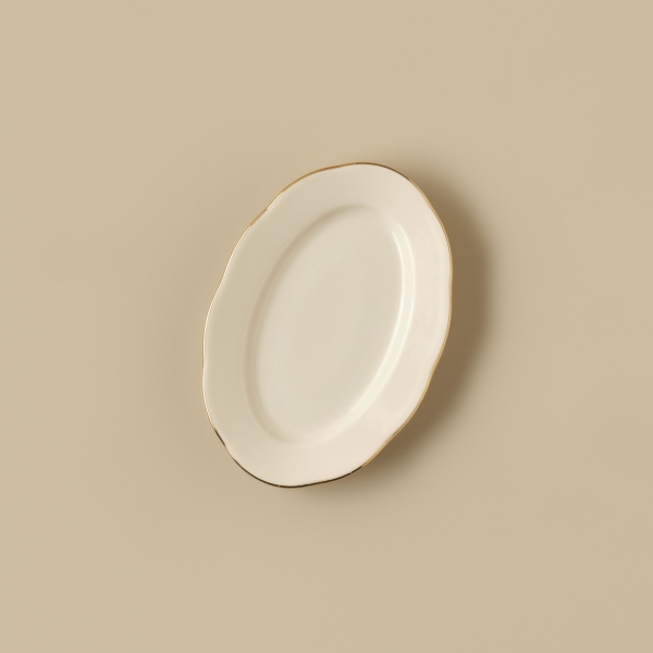 Opal Porcelain Boat Plate 20 cm - White / Gold