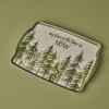 Snow Christmas Rectangular Melamine Tray 42 x 31 cm - Green / White