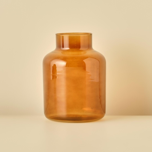 Recycle Lore Glass Vase 14 x 14 x 20 cm - Amber