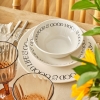 18 Pieces Motto Ceramic 6 Person Dinner Set - White / Black