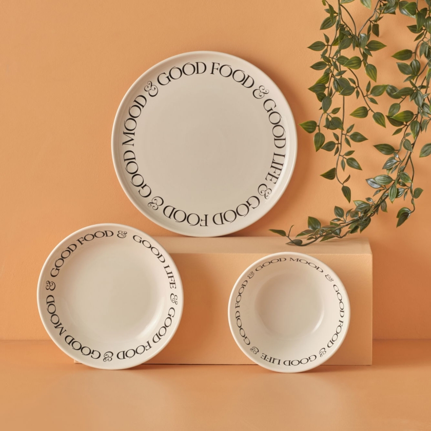 18 Pieces Motto Ceramic 6 Person Di..