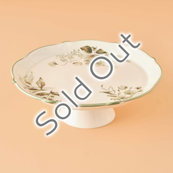 Julia Stoneware Cake Stand 32 cm - White / Green
