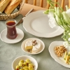 26 Pieces Clover Porcelain 6 Person Breakfast Set - White / Silver