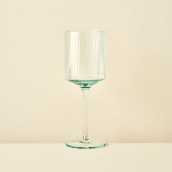 6 Pieces Stripe Glass Cup Set 440 ml - Green