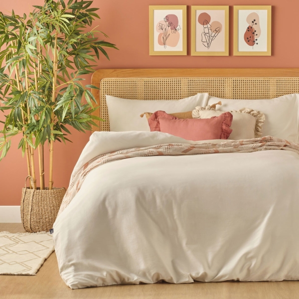 3 Pieces Supreme Cotton Satin King Size Duvet Cover Set 240 x 220 cm - White
