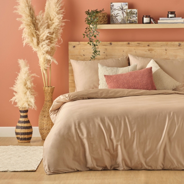 3 Pieces Supreme Cotton Satin King Size Duvet Cover Set 240 x 220 cm - Mink
