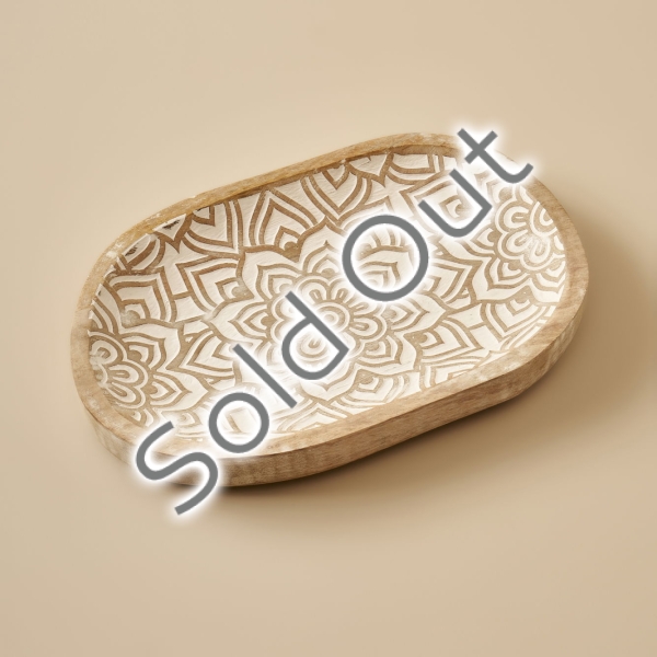 Aldo Mango Tree Decorative Plate 30 x 3.5 x 20 cm - Beige / White
