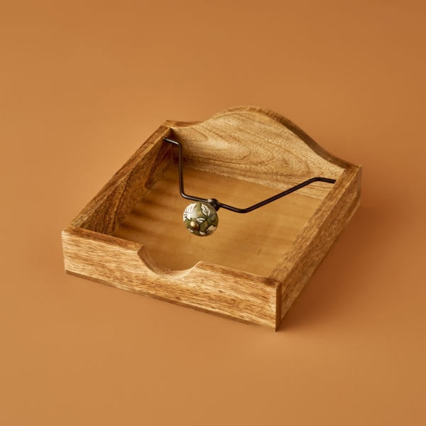 Noir Napkin Holder 19 x 18.5 x 7.5 cm - Brown / White / Green / Black