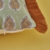 Indian Elegance Tasseled Cotton Cushion Cover 43 x 43 cm - Green / Mustard Brown