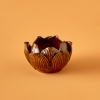 Lotus Porcelain Candle Holder 8 x 8 x 5 cm - Brown