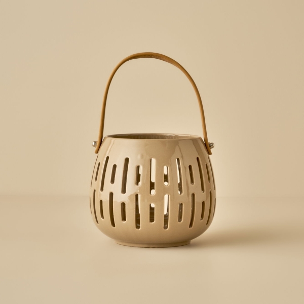 Shine Stone Lantern 14 x 12 cm - Beige
