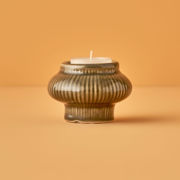 Perla Porcelain Candle Holder 8 x 6 cm - Green