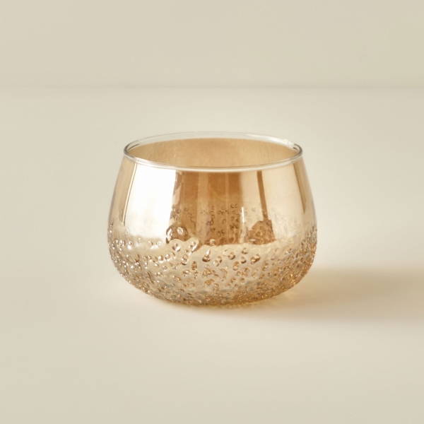 Shiny Glass Candle Holder 11 x 11 x 8 cm - Gold