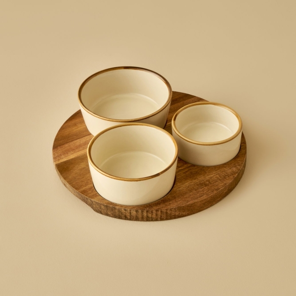 4 Pieces Lumin Snack Set - White / Brown