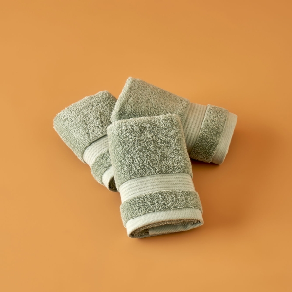 3 Pieces Premium Dorita Cotton Hand Towel Set 30 x 50 cm - Green