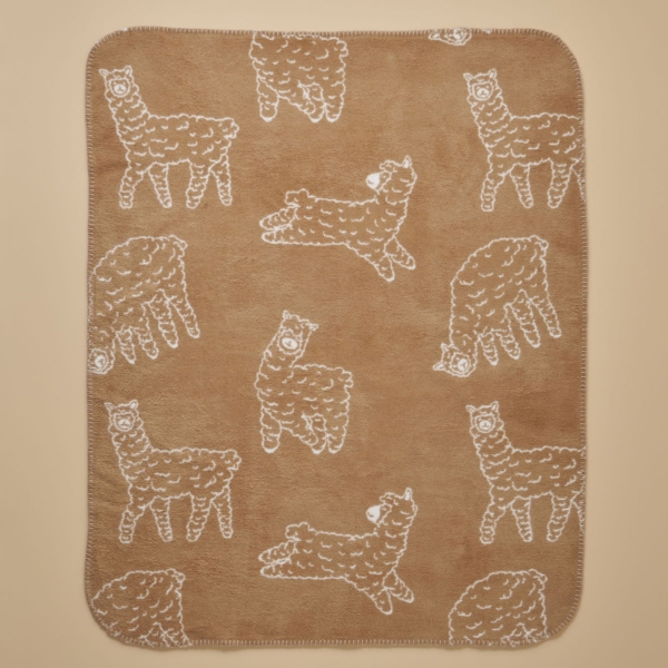 Alpaca Cotton Baby Blanket 100 x 120 cm - Brown / Beige