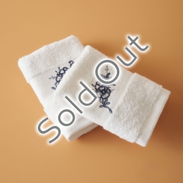 2 Pieces Bleu Blanc Cotton Hand Towel 30 x 30 cm - Blue / White