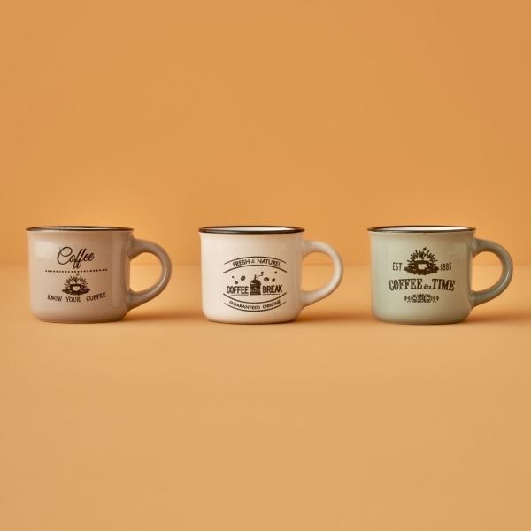 3 Pieces Hotz Coffee Cup Set 100 ml - Multicolor