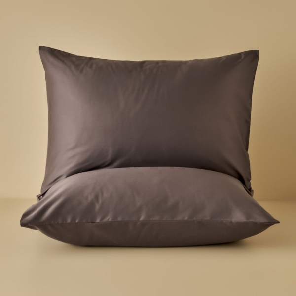 2 Pieces Supreme Cotton  Satin Pillowcase Set 50 x 70 cm - Brown