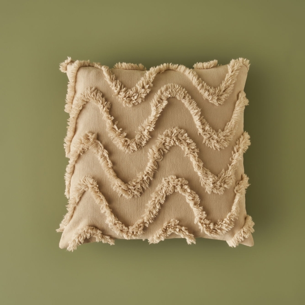 Nate Cotton Filled Decorative Pillow 43 x 43 cm - Beige