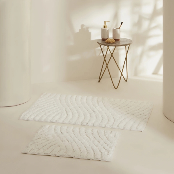 2 Pieces Roma Bath Mat Set - Ecru