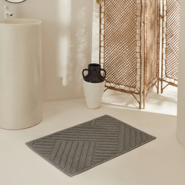 60 x 90 cm Sarah Anderson Sang Bath Mat - Grey