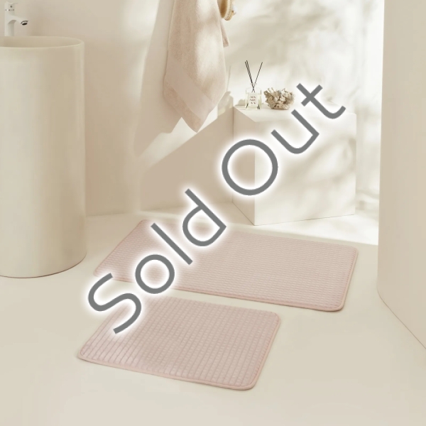 2 Pieces Plaid Embos Bath Mat Set - Powder Pink