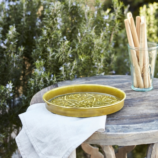 Donna Decorative Metal Tray 20 cm - Mustard