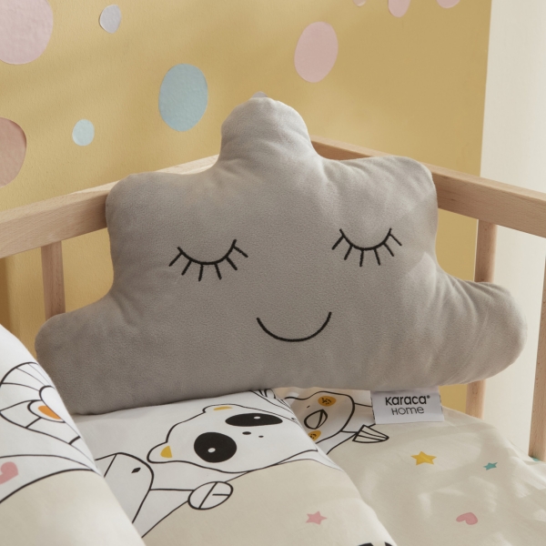 38 x 24 cm Baby Cloud Shaped Cushion - Grey