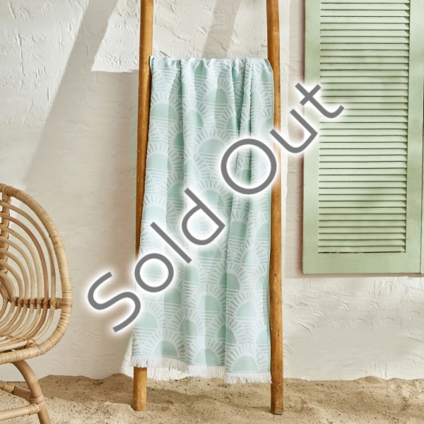80 x 150 cm Sunny Cotton Beach Towel - Dark Green / White