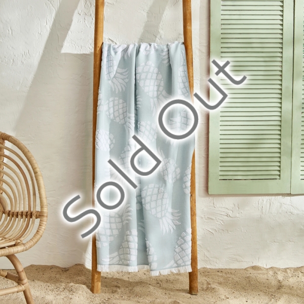 80 x 150 cm Pineapple Cotton Beach Towel - Mint / White